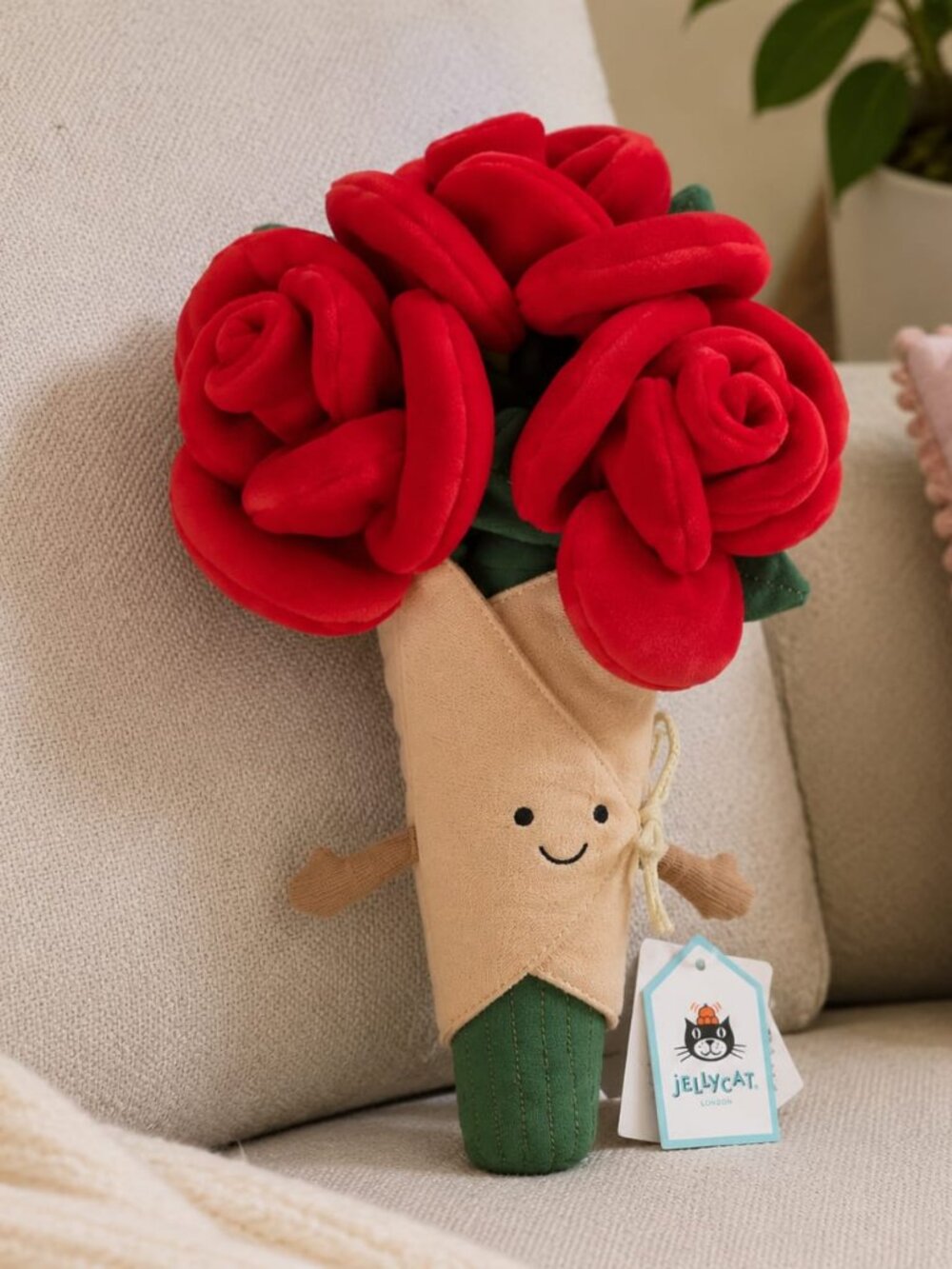 Jellycat Amuseables Rose Bouquet Plush with Dust Bag – Flower Gift + + Dust Bag - Picture 2 of 5